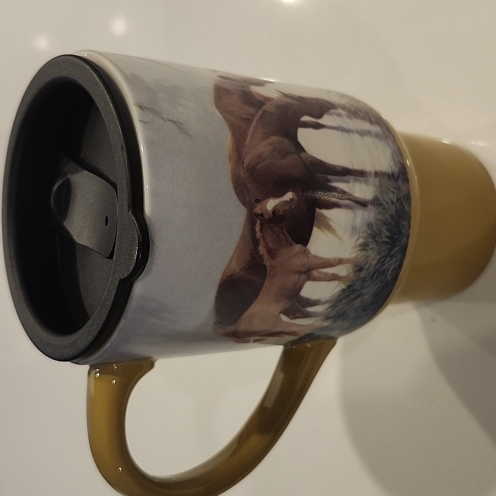 Horses In The Mist Ceramic Travel Mug - Picture 3 of 9